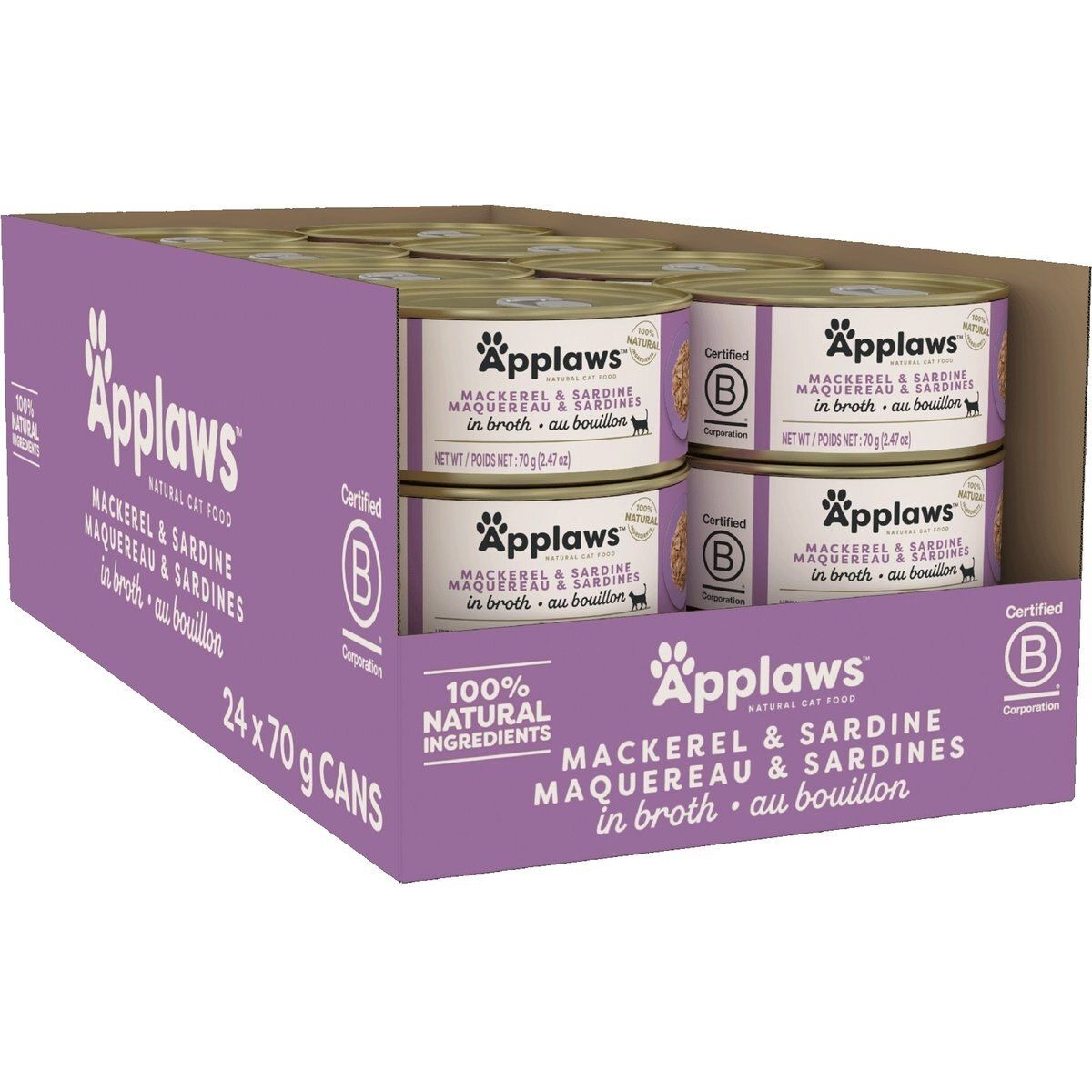 Applaws, Caballa y Sardina en Caldo, 24 latas × 70 g