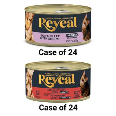 Bundle: Reveal Tuna with Crab in Broth + Tuna Fillet with Shrimp in Broth Flavored Wet Cat Food