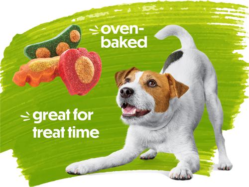 Baked Delights Snackers with Apples, Carrots, Peas & Peanut Butter Dog Treats, 22-oz bag