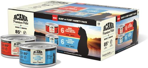 Premium Variety Pack Salmon, Chicken & Tuna Pate in Bone Broth Wet Cat Food, 3-oz can, case of 12