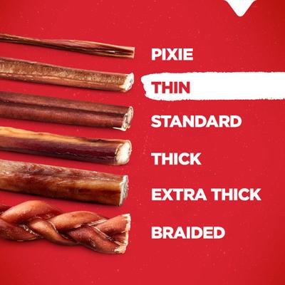 4-inch Thin Bully Sticks Dog Treats, 24 count