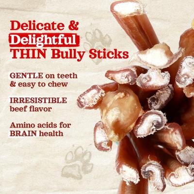 4-inch Thin Bully Sticks Dog Treats, 24 count