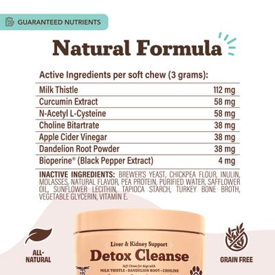 Detox Cleanse, Liver & Kidney Support Chews for Dogs, 90 count