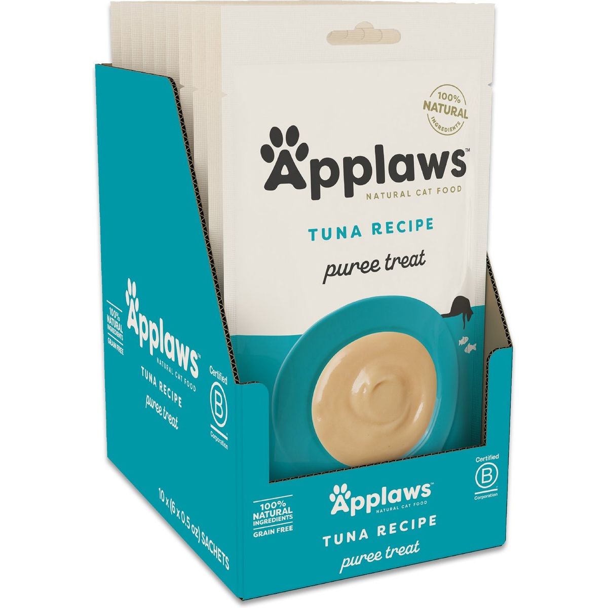 Treats para Lamer, Atún Puree Lickable. 14 g, caja de 6. - Applaws