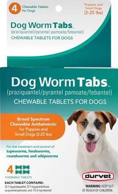 Worm Tabs for Small Breed Dogs. 2 to 26-lbs, 4 count