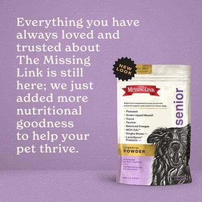 The Missing Link, Senior Supplement for Dogs, glucosamina + mejillón de labios verdes + omegas + probióticos, 454 g.