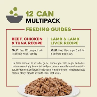 Premium Beef Chicken & Tuna + Lamb Variety Pack Pate in Bone Broth Wet Cat Food, 3-oz can, case of 12