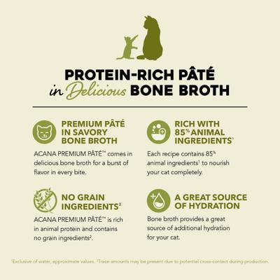 Premium Beef Chicken & Tuna + Lamb Variety Pack Pate in Bone Broth Wet Cat Food, 3-oz can, case of 12