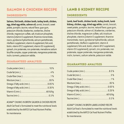 Salmon & Chicken + Lamb & Kidney Variety Pack Chunks in Broth Wet Cat Food, 3-oz can, case of 12