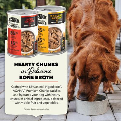 Premium Beef & Poultry Chunks in Bone Broth Variety Pack Grain-Free Wet Dog Food, 12.8-oz cans, case of 6