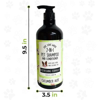 Live. Love. Wash. 2-in-1 Dog & Cat Shampoo & Conditioner, Cucumber Aloe Scented, 1000-mL bottle