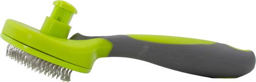 Retractable Dog & Cat Slicker Brush, Gray Lime