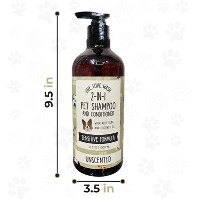 Live. Love. Wash. 2-in-1 Dog & Cat Shampoo & Conditioner, Unscented, 1000-mL bottle
