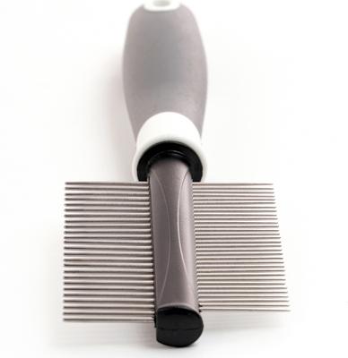 Double Sided Metal Pin Dog & Cat Comb, Gray White