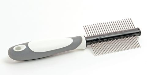 Double Sided Metal Pin Dog & Cat Comb, Gray White
