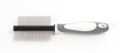 Double Sided Metal Pin Dog & Cat Comb, Gray White
