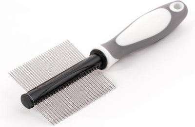Double Sided Metal Pin Dog & Cat Comb, Gray White