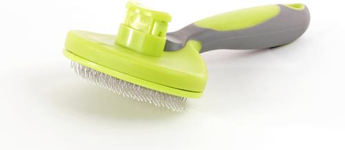 Retractable Dog & Cat Slicker Brush, Gray Lime