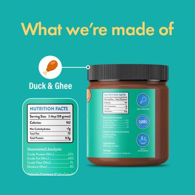 Duck & Ghee Meat Spread Dog Food Topper, 12-oz jar