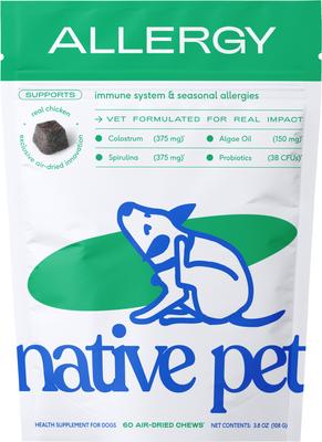 Bundle: Native Pet Organic Pumpkin Fiber & Diarrhea Relief, 8-oz + Allergy Itch Relief Dog Supplement, 60 count