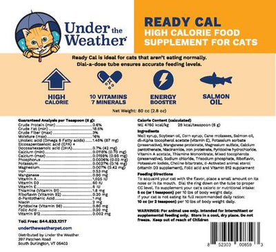 Ready Cal High Calorie Food Nutritional Gel Cat Supplement, 80-cc syringe