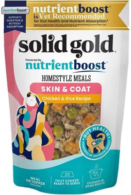 Bundle: Solid Gold Homestyle Meal Skin & Coat Support Chicken + Gut Health Beef Dog Food Topper, 9-oz pouches, case of 2