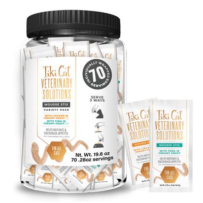 Mousse Stix - Paquete variado de golosinas para lamer para gatos, paté de pollo y atún, bolsa de 0,28 oz, caja de 70