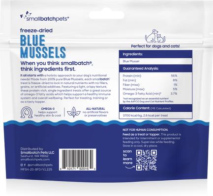 Freeze-Dried Blue Mussels Dog & Cat Treat, 2-oz bag