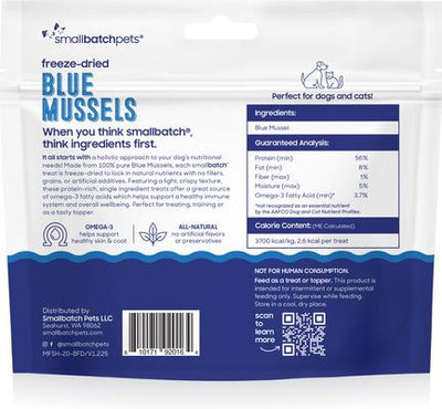 Freeze-Dried Blue Mussels Dog & Cat Treat, 2-oz bag