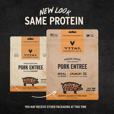 Freeze-Dried Raw Pork Entree & Mixer Cat Food Crunchy Nibs, 8-oz bag
