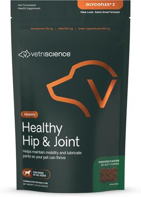 GlycoFlex Sport Healthy Hip & Joint Chicken Flavored Chews with Glucosamine & Green-Lipped Mussel Joint Supplement for Dogs, 60 count