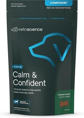 Composure - Masticables blandos con sabor a hígado de pollo, suplemento calmante y para la ansiedad para perros pequeños, 30 unidades