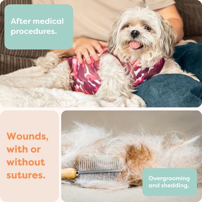 Traje de recuperación para perros, camuflaje rosa, talla mediana