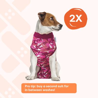 Traje de recuperación para perros, camuflaje rosa, talla mediana
