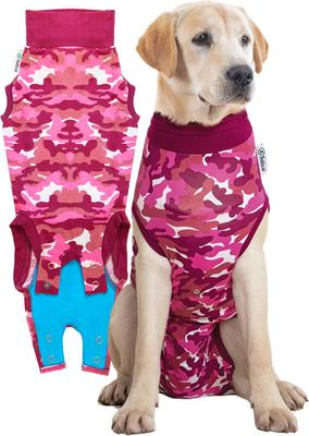 Traje de recuperación para perros, camuflaje rosa, talla mediana