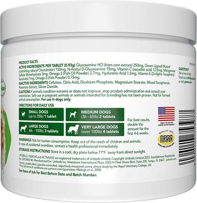 YuMOVE Mobility Hip & Joint Care Chewable Tablet Supplement for Senior Dogs, 240 count
