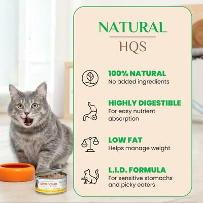 HQS Natural Tuna & Clams in Broth Grain-Free Canned Cat Food, 2.47-oz, case of 24