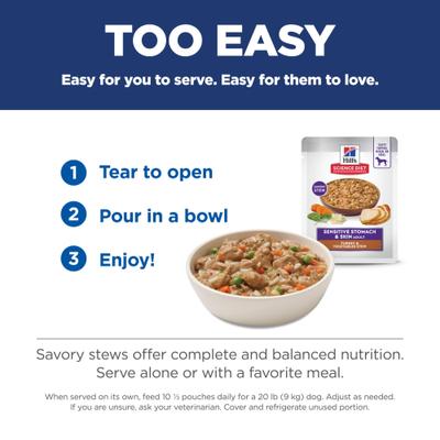 Adult Sensitive Stomach & Sensitive Skin Turkey & Vegetables Stew Wet Dog Food, 2.8-oz pouch, case of 24