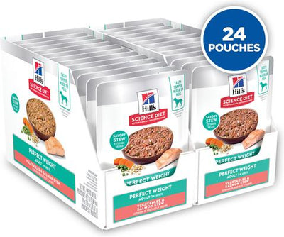 Adult Perfect Weight Management Vegetables & Salmon Stew Wet Dog Food, 2.8-oz pouch, case of 24