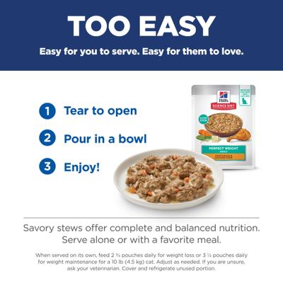 Adult Perfect Weight Management Vegetables & Chicken Stew Wet Cat Food, 2.8-oz pouch, case of 24