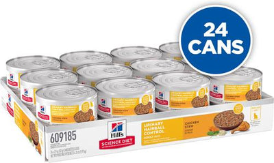 Adult Urinary Hairball Control Chicken & Vegetable Stew Wet Cat Food, 2.9-oz can, case of 24