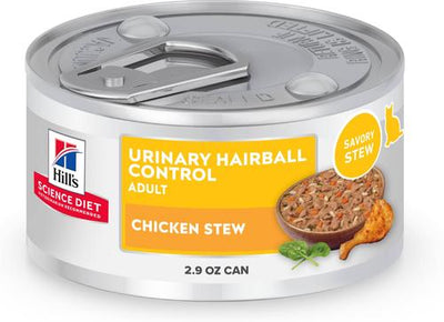 Adult Urinary Hairball Control Chicken & Vegetable Stew Wet Cat Food, 2.9-oz can, case of 24