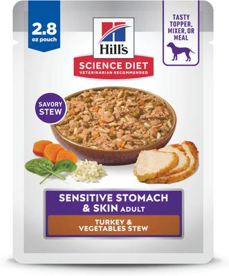 Adult Sensitive Stomach & Sensitive Skin Turkey & Vegetables Stew Wet Dog Food, 2.8-oz pouch, case of 24