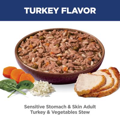 Adult Sensitive Stomach & Sensitive Skin Turkey & Vegetables Stew Wet Dog Food, 2.8-oz pouch, case of 24