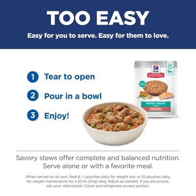 Adult Perfect Weight Management Vegetables & Salmon Stew Wet Dog Food, 2.8-oz pouch, case of 24