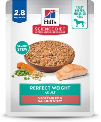 Adult Perfect Weight Management Vegetables & Salmon Stew Wet Dog Food, 2.8-oz pouch, case of 24