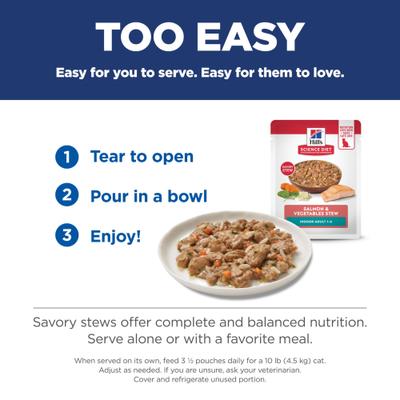 Adult Indoor Salmon & Vegetables Stew Wet Cat Food, 2.8-oz pouch, case of 24