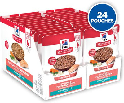 Adult Indoor Salmon & Vegetables Stew Wet Cat Food, 2.8-oz pouch, case of 24