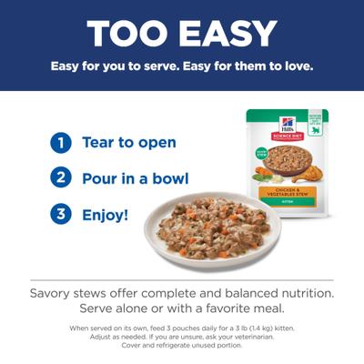 Kitten Chicken & Vegetables Stew Wet Cat Food, 2.8-oz pouch, case of 24