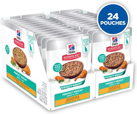 Adult Perfect Weight Management Vegetables & Chicken Stew Wet Cat Food, 2.8-oz pouch, case of 24